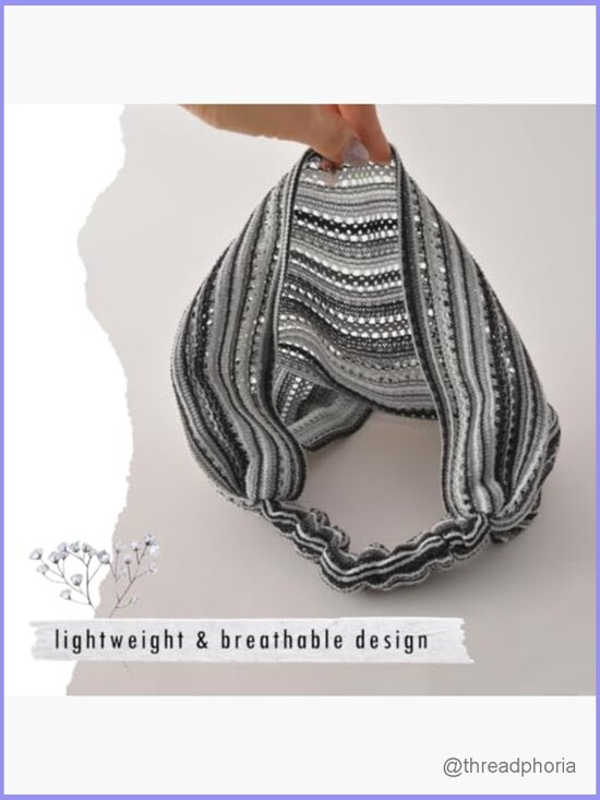Wide Crochet Headband Wrap - Lightweight Breathable Mesh Knit display picture 1